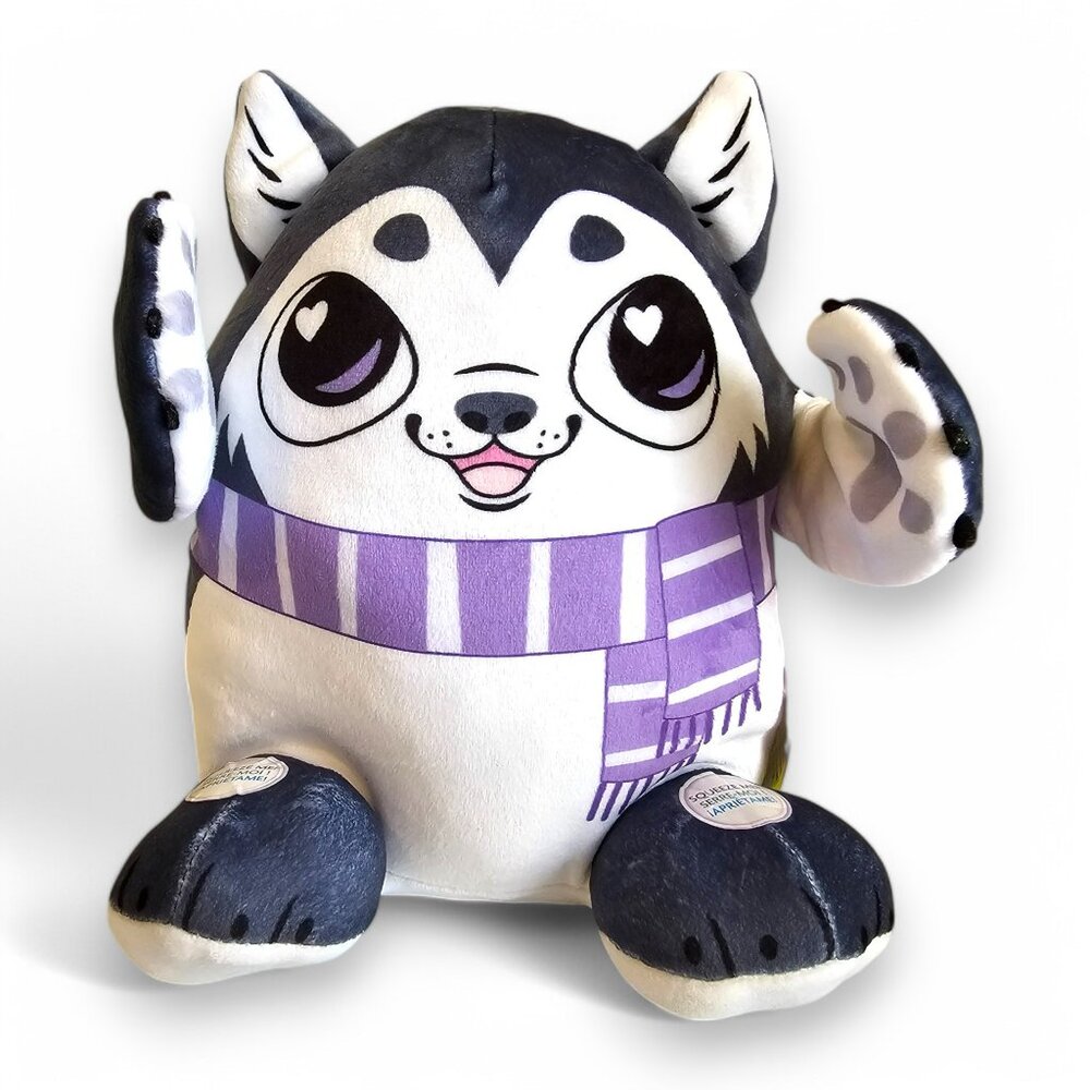 Just Play Flipeez Kira Husky Dog Plush Stuffed Animal Purple Scarf Tags 2024 8"